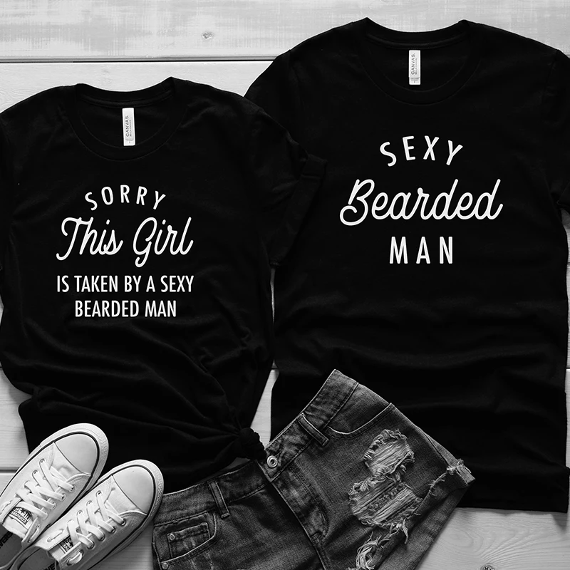 

2019 I Like His Beard T Shirts Tee Vintage Plus Size Valentine Women Tshirt Cute Printed Couple Women Tops Punk