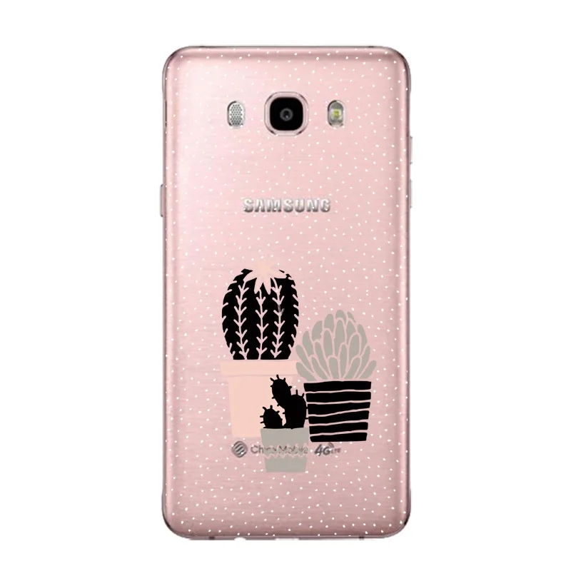 Мягкий прозрачный чехол для телефона из ТПУ с изображением кактуса Samsung J3 J5 J7 S6 S7 S8