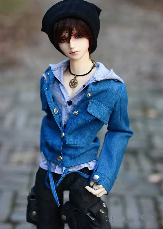 Красивая джинсовая куртка + серая рубашка 1/3 1/4 MSD SD17 Uncle BJD Doll Clothes Customized CMB1|sd clothes|bjd