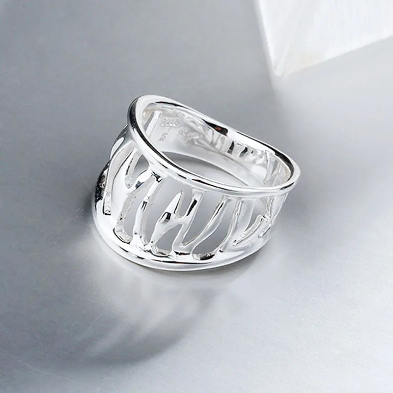 SA SILVERAGE Real 925 Sterling Silver Rings Unique Zebra Stripes Women Ring Female Jewelry Free Gift Box | Украшения и аксессуары