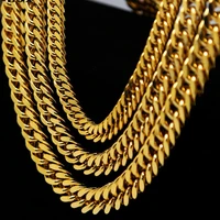cuban link chain necklace yellow gold filled mens necklace heavy hip hop link chain