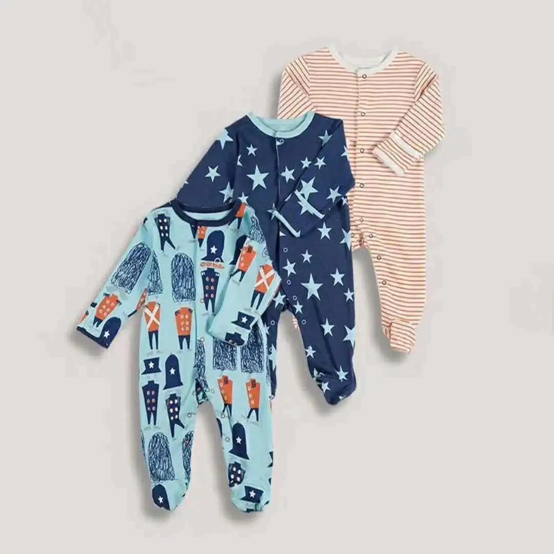 Детские пижамы из хлопка для новорожденных bebe одежда 3 шт Одежда для девочек единорожки Пижама для младенцев Одежда для мальчиков комбинезон для малышей - Цвет: Green