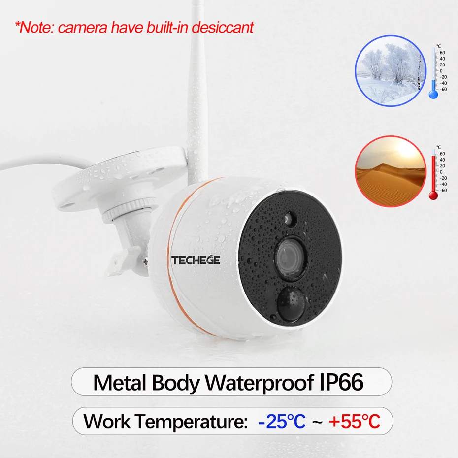 Techege Touch Screen 1080P WiFi NVR Kit Video Surveillance Outdoor Waterproof Wireless IP Camera PIR Function SD Card Recording |
