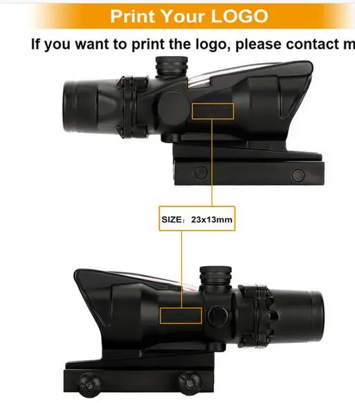 Print your logo Ohhunt Охота 4X32 ACOG реальный оптоволоконный прицел BDC шеврон Подкова Сетка тактические оптические прицелы для cal. 223. 308 печать логотипа - Цвет: Print your logo