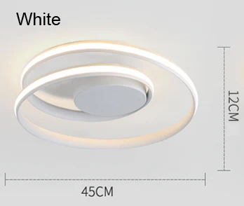 White Dia 45cm Современный потолочный светильник, кольцевой светодиодный светильник для гостиной, спальни, белый, черный цвет, поверхностный монтаж, потолочный светильник, декоративный AC85-265V - Цвет корпуса: White Dia 45cm