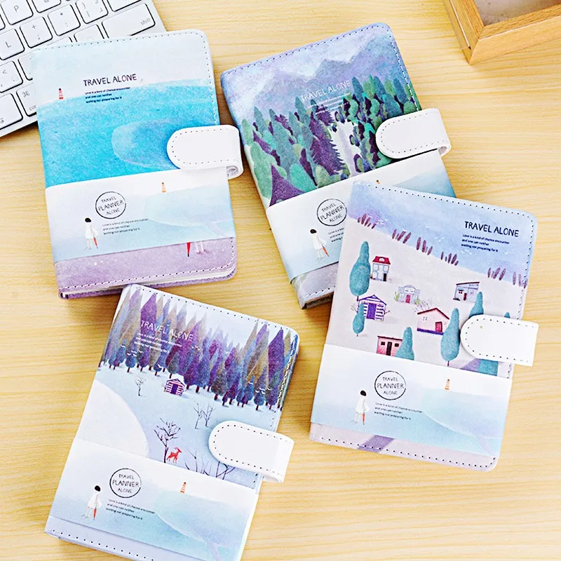 Милые канцелярские принадлежности кожаный блокнот пустые цветные страницы