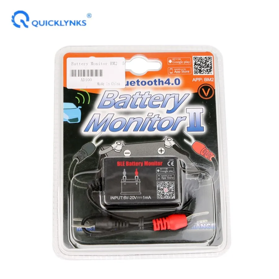 QUICKLYNKS монитор батареи BM2 на телефоне приложение Bluetooth 4,0 устройство все машины 6-20 в тестер батареи