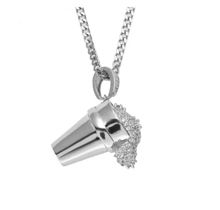 Новое поступление 2018 хип-хоп блестящая подвеска мороженое с кубическим