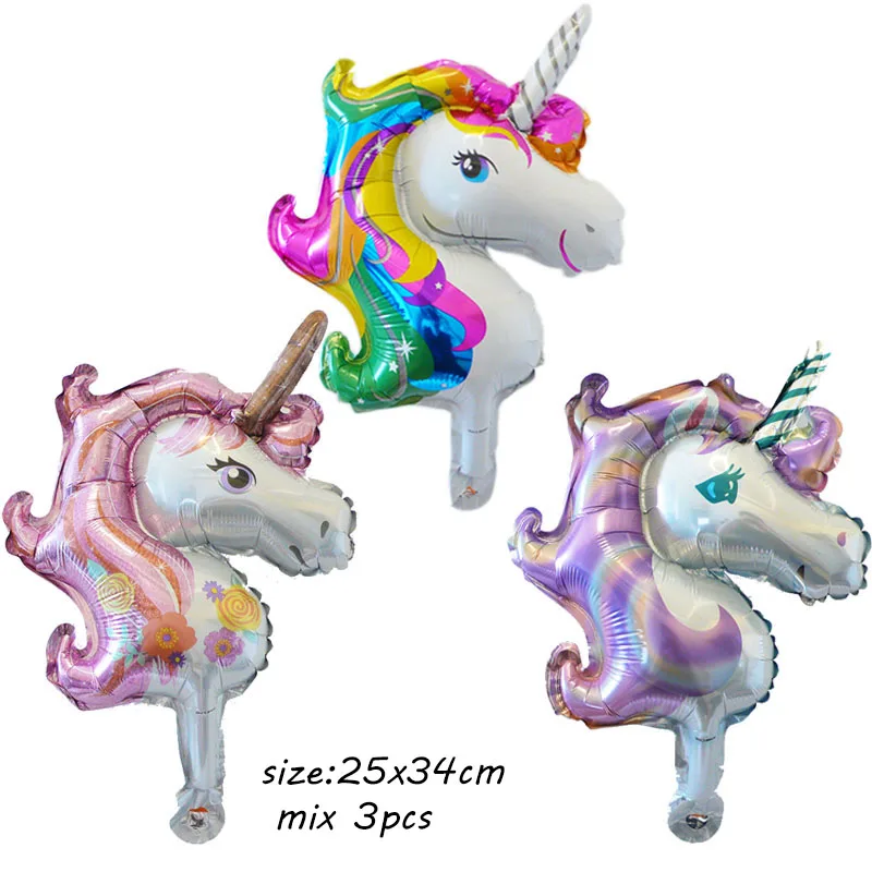 3pcs mix mini MMQWEC 1 шт. 100*97 см Розовая лошадь пони фольгированные воздушные шары-единороги с днем рождения Единорог праздничные гелиевые шары Дети животные игрушки Globos - Цвет: 3pcs mix mini
