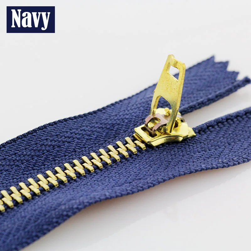 Navy 3# 5pcs 10/13/15/18/20cm metal brass auto lock close-end zippers for footwear fenim skirt sewing garment - Цвет: Navy