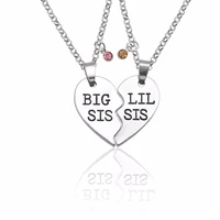 bff trendy best sisters forever necklace jewelry for women broken heart big sis lil sis pendant rhinestone necklacespendants