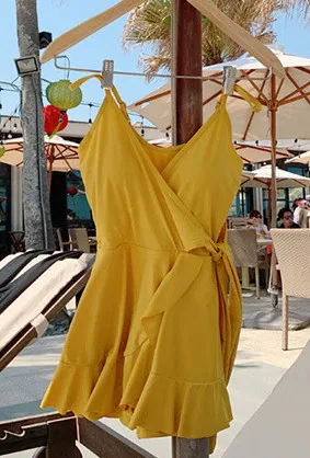 yellow Одежда для плавания Rashgard Танкини Купальники летняя одежда купальник женский сексуальный новая разделительная юбка Корея Ins - Цвет: yellow