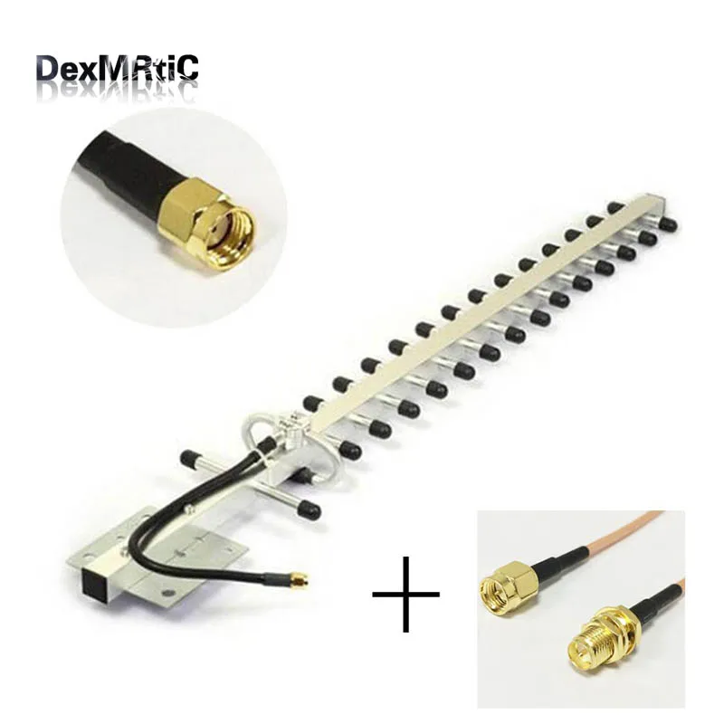 

3G Yagi RP-SMA Outdoor White Antenna 25dBi Signal Booster 25cm Cable + SMA Male to RP-SMA Female RG316 Cable 15CM