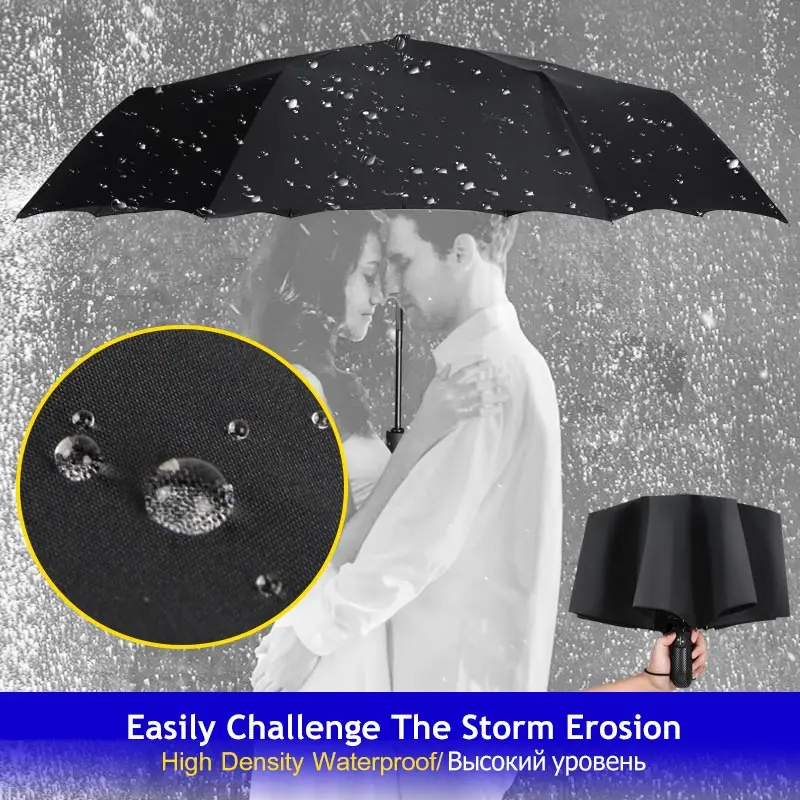 

Creative Automatic Umbrella Rain Women Men Aluminum Alloy 3Folding Wind Resistance Parasol 8K Convenient Business Paraguas