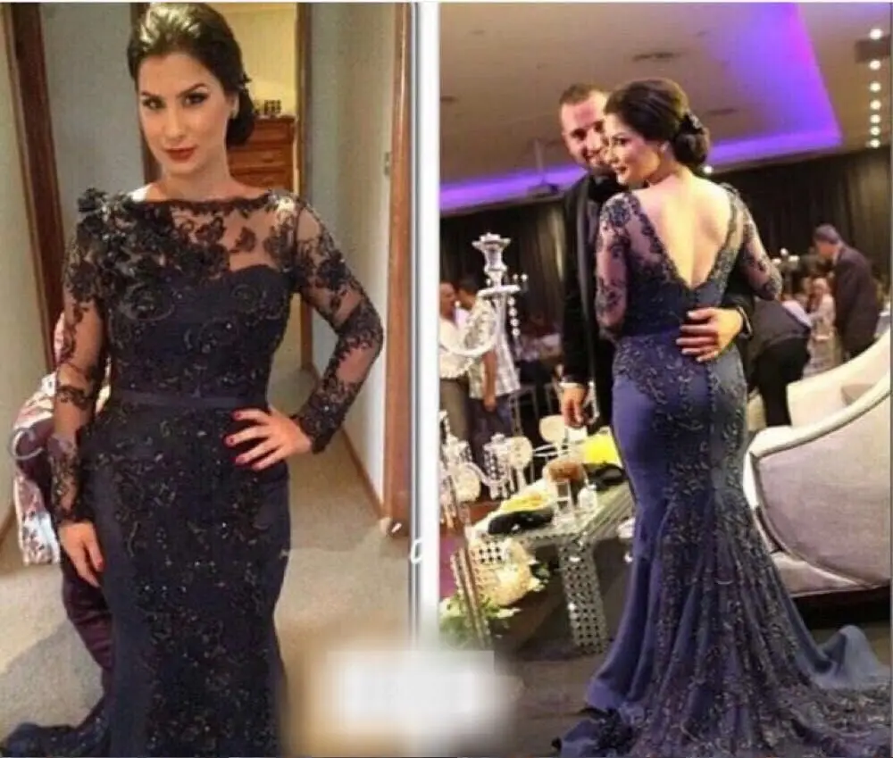 Новый Черное Кружево Аппликация Русалка Выпускного Вечера Dress 2016|mermaid prom|mermaid prom