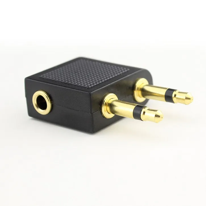 2Pcs Golden Plated 3.5mm Male To Female Jack Socket Audio Adapter Airplane Airline Flight Headphone | Электроника