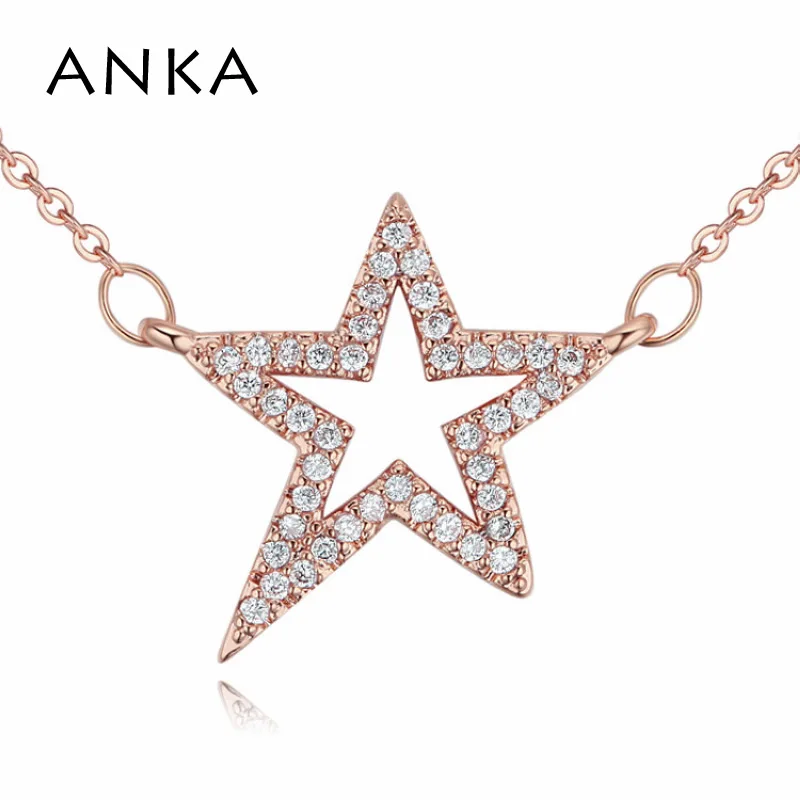 Анка женские элегантные Звезда Циркон Кулон Ожерелье Золотой Цвет