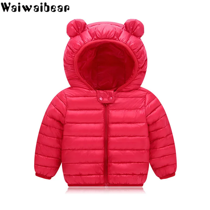 Waiwaibear/зимние пальто для малышей пуховик детская одежда с капюшоном маленьких