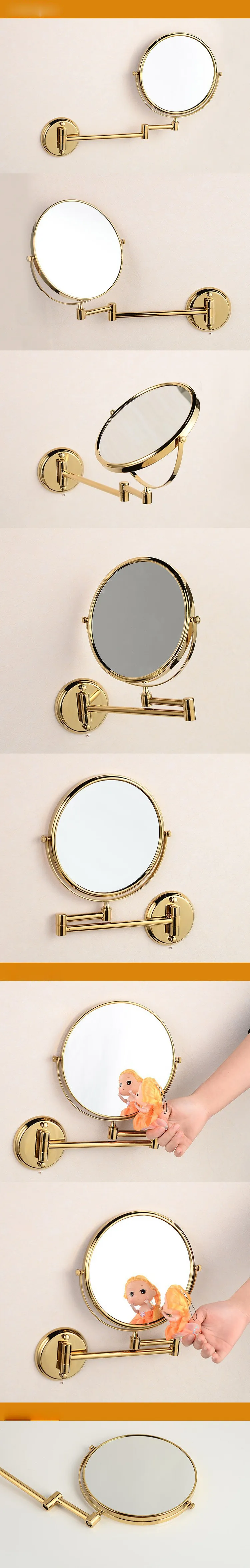 Senducs Gold Bathroom Mirror 8 Inch Brass Bath Mirror Of 3x Magnifying Mirror For Fashion Folding Bathrrom Mirrors