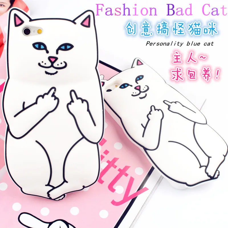 For iPhone 5 5s/ 5c/ SE /6 6s 4.7&quot / 6 Plus 5.5&quot RIPNDIP Pocket Cat Silicone Rubber Cell Phone Cases Covers Case |