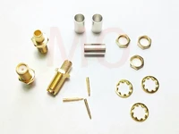 100pcs brass rp sma female crimp connector for coaxial rg58 lmr195 cable adapter