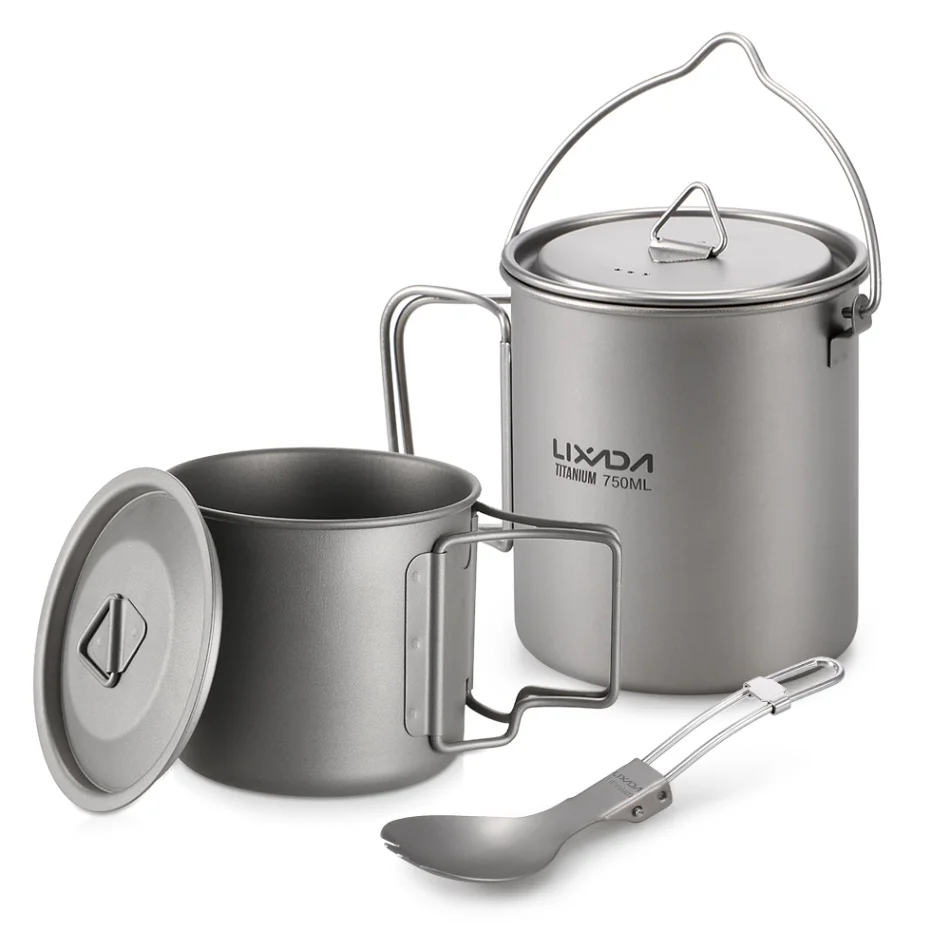 with 350ml Cup Spork Lixada титана легкий 3 шт. набор открытый воды кружки горшок Складная ложка-вилка Посуда для напитков на открытом воздухе альпинизмом Кемпинг Туризм - Цвет: with 350ml Cup Spork