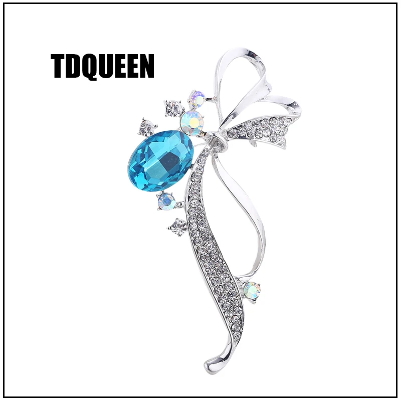 TDQUEEN синие хрустальные броши Серебряный цветной Цинк брошь из сплава на шарф