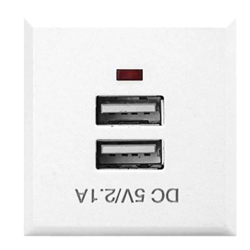 Черная белая 5 В 2 1 А 2USB разъема переменного тока встраиваемая настольная розетка