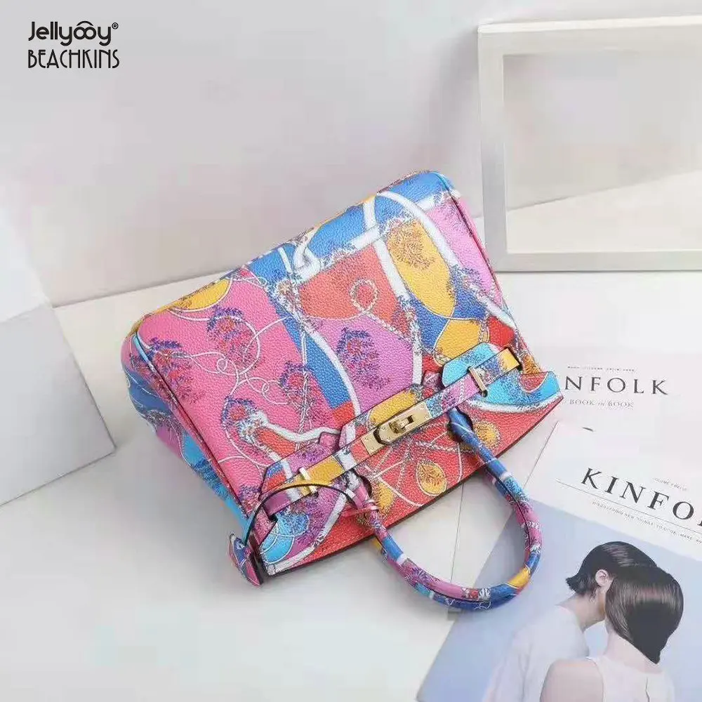 Jellyooy Beachkins Женская замок клапаном из натуральной кожаные сумочки 30 см Полный