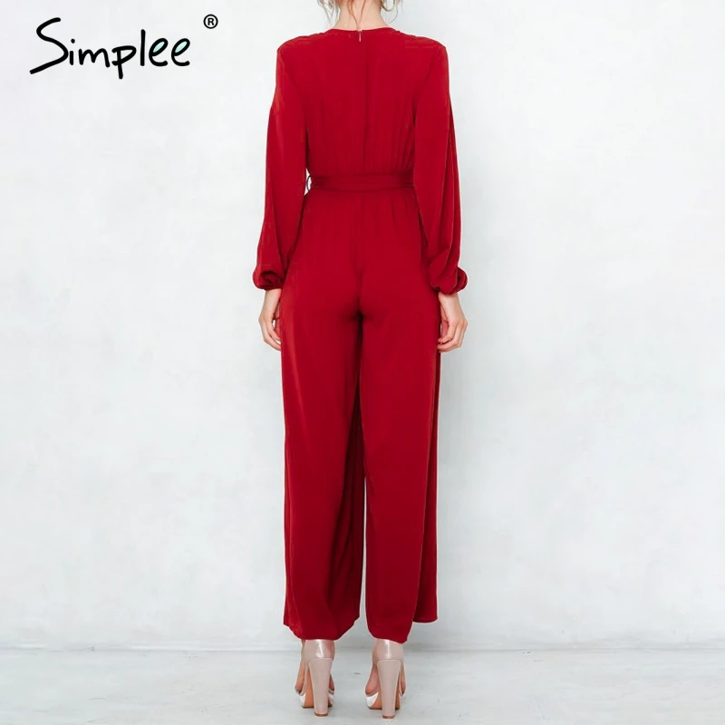 Simplee элегантный прочный пояс Комбинезоны для женщин 2018 осень зима модные