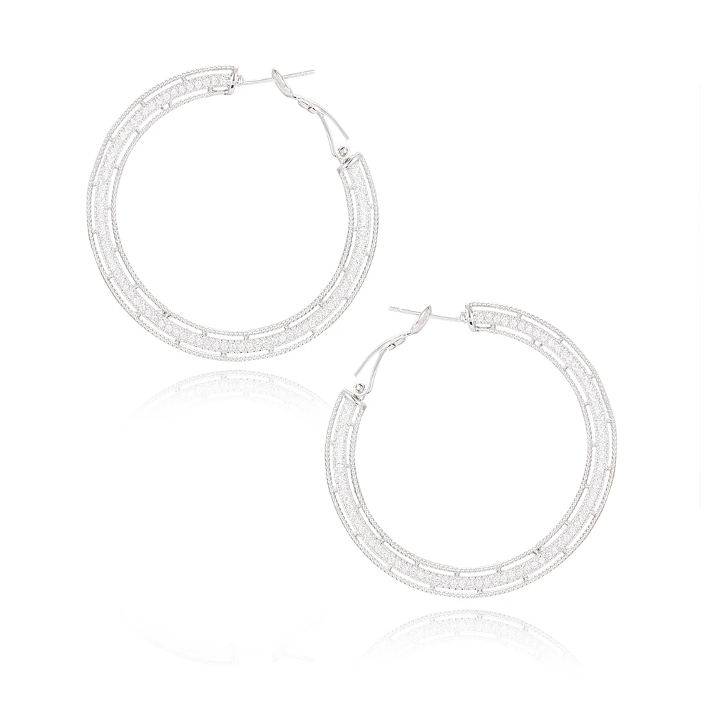

SisCathy Charms Cubic Zirconia Geometric Big Hoop Earrings For Women Luxury Statement DUBAI Wedding Bridal Round Earrings 2019