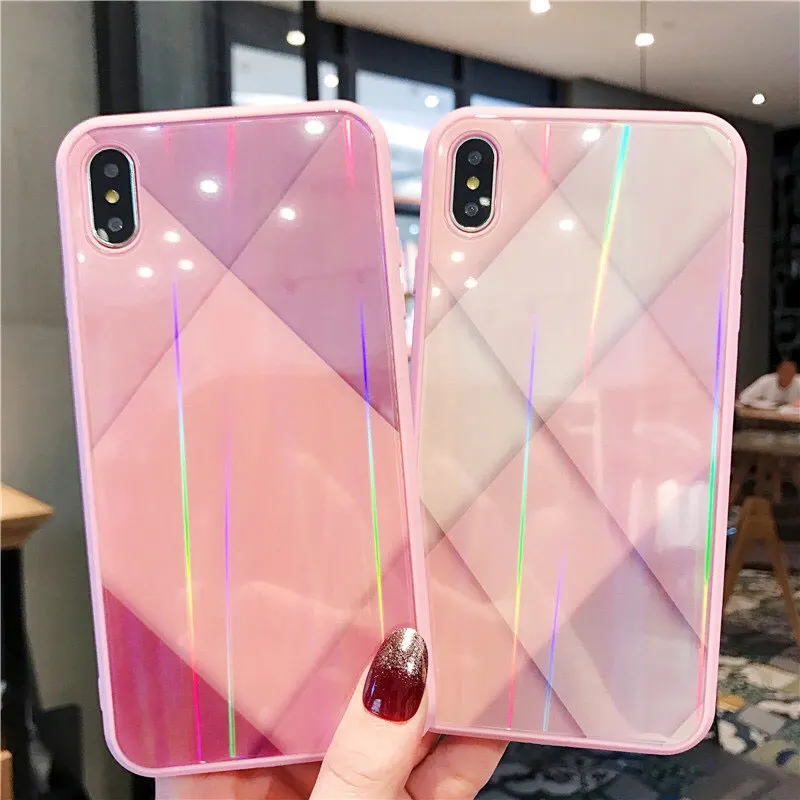 FQYANG класса люкс Мрамор чехол для iPhone X XS MAX XR Стекло 8 P 7 6 6SP Жесткий Чехол S розовый