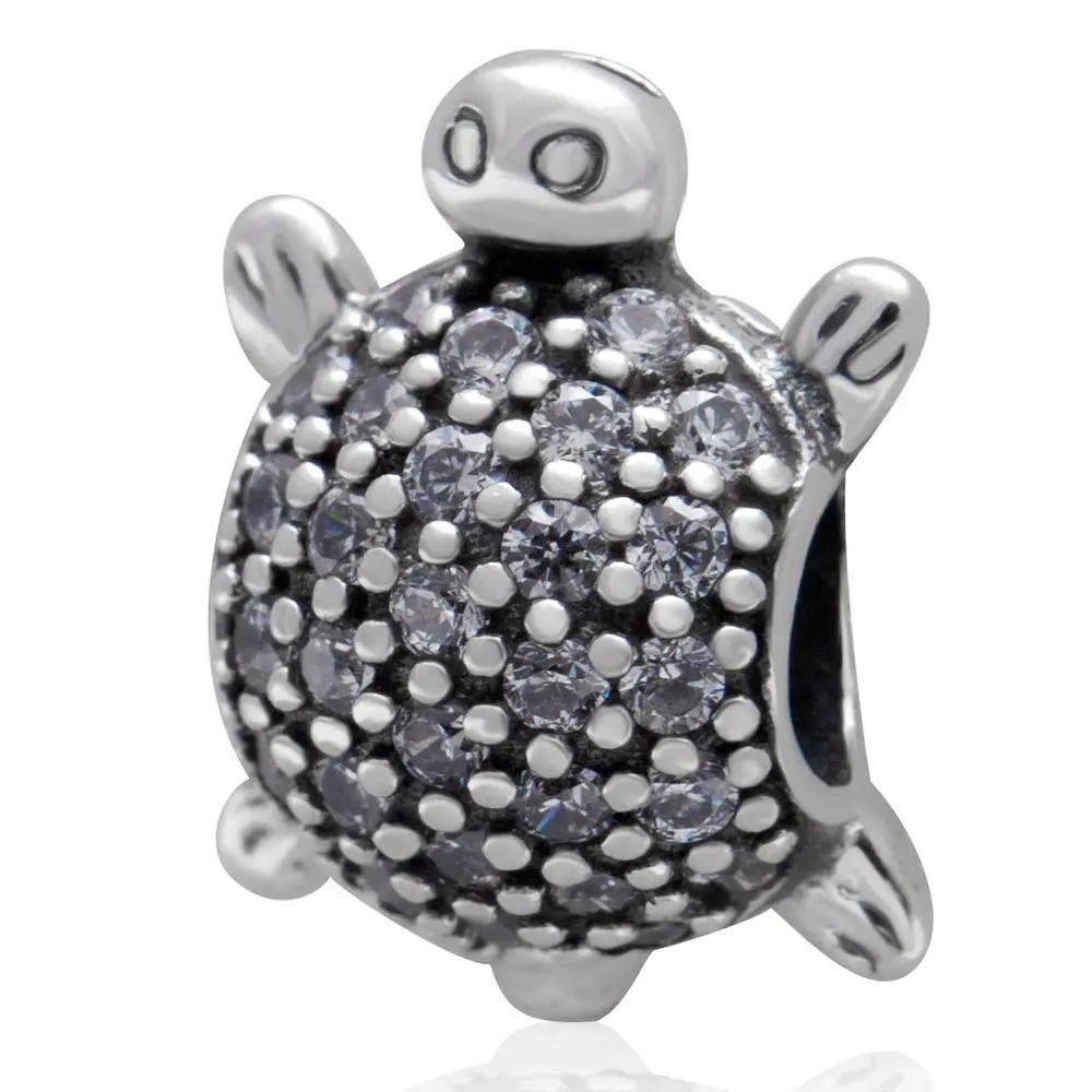 Clear CZ Turtle Bead Choruslove морская черепаха Шарм серебряные бусины 925 пробы Подходит Пандора океан Летняя серия браслет DIY ювелирные изделия - Цвет: Clear CZ Turtle Bead