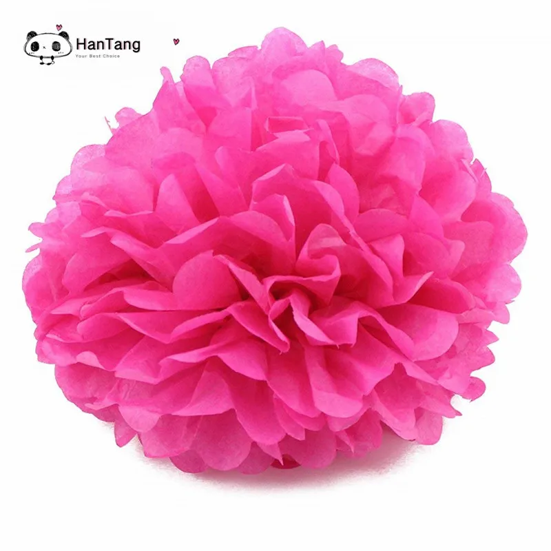 5pcs/Pack 15cm,20cm, White/Light Purple Tissue Paper Pom Poms For Baby Girl Princess Birthday Party Wedding Party Decoration 5z - Цвет: rose red