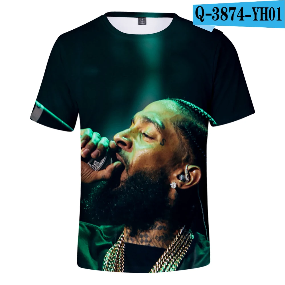 3D Короткая футболка с принтом Rapper nipsey hussle, Мужская/женская футболка в стиле Харадзюку, хип-хоп, футболка с коротким рукавом, крутая уличная одежда nipsey hussle - Цвет: 3D
