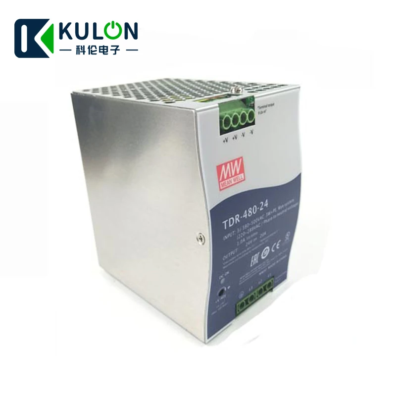 

MEANWELL TDR-480-24 340-550VAC wide range input to DC three Phase Industrial DIN RAIL switching power supply 480W 24V 20A