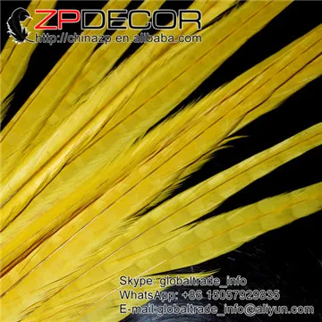 yellow Zpdecor 100 шт./лот 50-55 см(20-22 дюйма) Окрашенный желтый хвост фазана перья Свадебные украшения для дома - Цвет: yellow