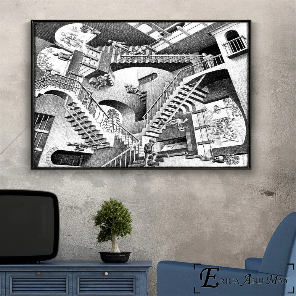 Escher Surreal геометрическое произведение искусства, печать на холсте, картина маслом на холсте, настенные художественные фрески, картины для гостиной, декорации
