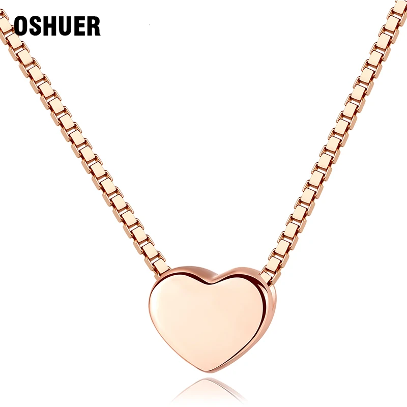 OSHUER 100% 925 пробы серебро симпатичный кулон сердце Цепочки и ожерелья с 40 см + 5 цепи