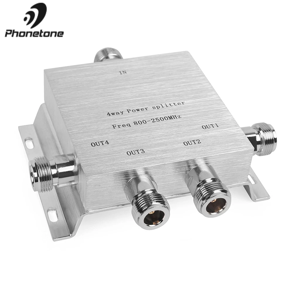 

Splitter 1 to 4 Way Power Splitter For CellPhone Signal Booster Repeater to 4 Indoor Antennas 800~2500MHz N female 50ohm Divider