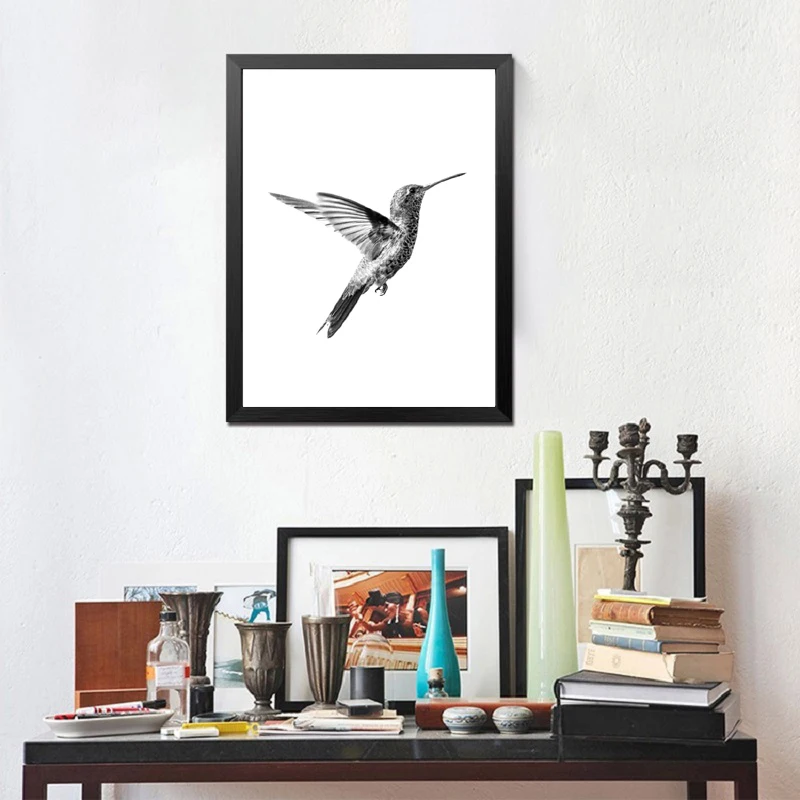Hummingbird картина с рисунком животных нордические минималистичные черно белые