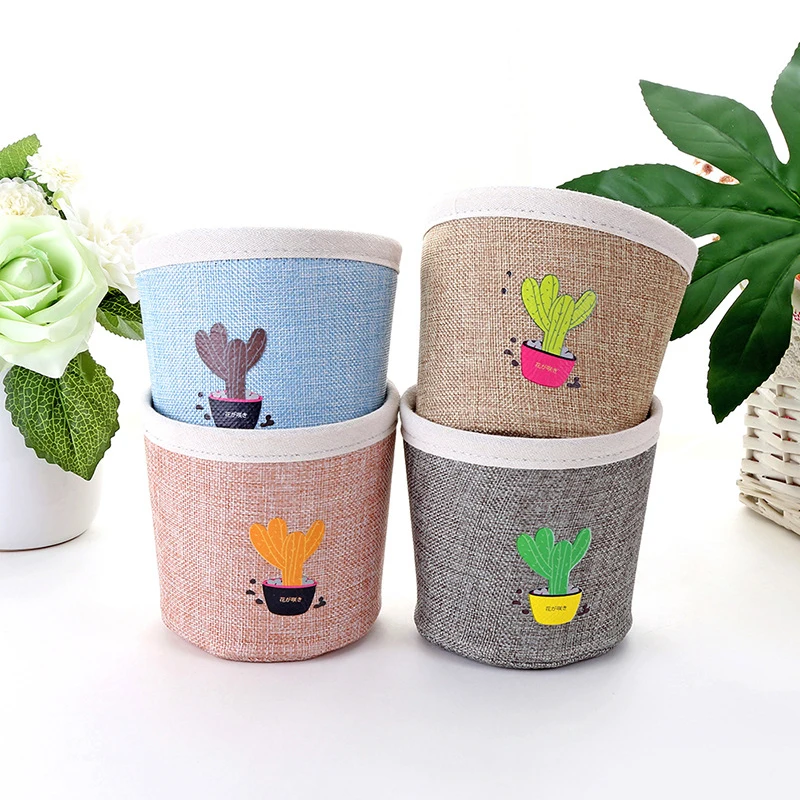 Storage Basket DIY Desktop Folding Linen Toy Box Pastoral Floral Animal Jewelry Makeup Stationery Organizer | Дом и сад