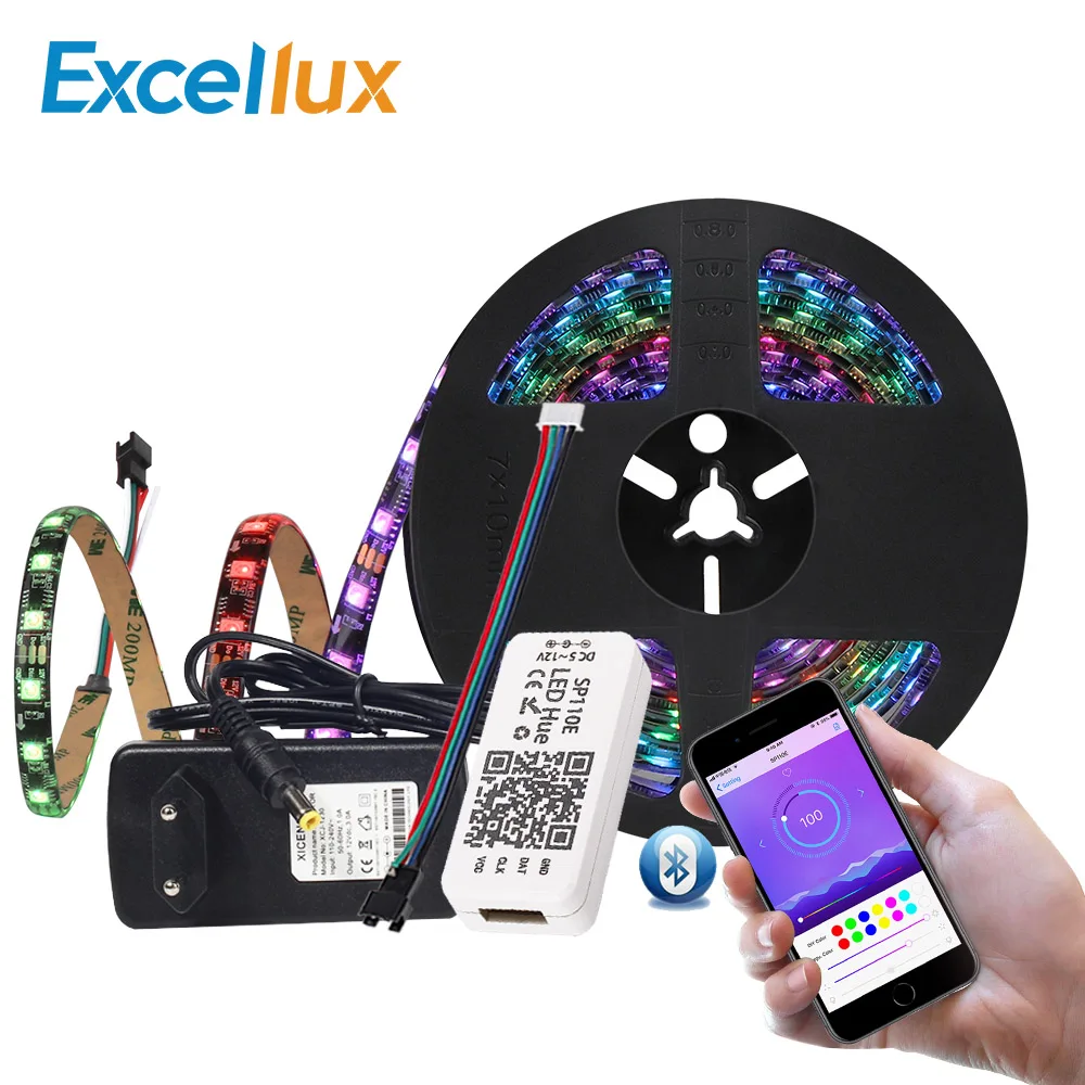 12V WS2811 прокладки СИД светильник мечта Цвет Bluetooth контроллер 5050 RGB 30 светодиодов/m водить 60leds/hdmi кабель 1 м 2 м 3 м 4 м 5 м WS2811 IC светодиодные полосы пикселей