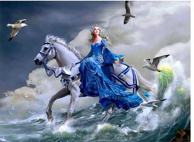 Home Decoration Princess Ride Horse Diamond Embroidery Diy Square Drill Rhinestone Pasted Crafts Needlework Gift | Дом и сад