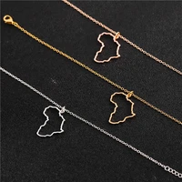 gold outline africa map necklace country of south african adoption world continent pendant chain necklaces women choker jewelry