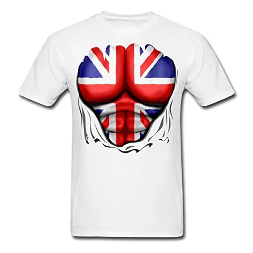 

UK Ripped Muscles s T-Shirt 2018 Fashion T Shirt Men Cotton Fashion Men T Shirts Round Neck Tees