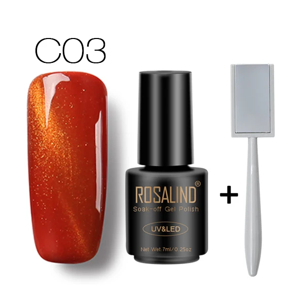C03 with Magnet ROSALIND магнит кошачьи глаза 30 цветов Гель-лак для ногтей Светодиодный УФ Гель-лак для ногтей Полупостоянный 7 мл Гель-лак для ногтей - Цвет: C03 with Magnet