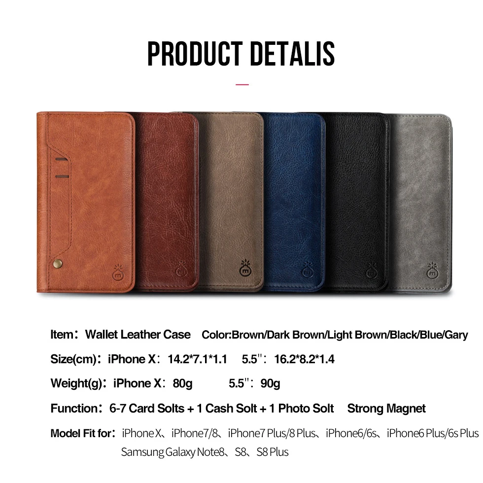 Luxury Flip Wallet Leather Cases For iPhone 6 6s 7 8 7plus 8plus Card slot Mobile Phone Shell Samsung S8 S8plus | Мобильные телефоны