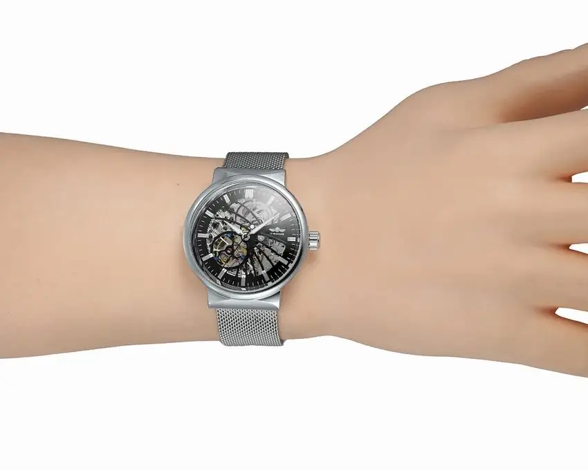 Часы скелетоны Мужские Механические Прозрачные из нержавеющей стали|Мужские