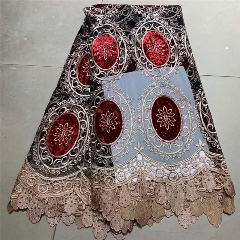 

African Lace Fabric 2019 High Quality Velvet French Tulle Embroidered Nigerian Lace With Guipure Lace For Women Dress! ZQF787